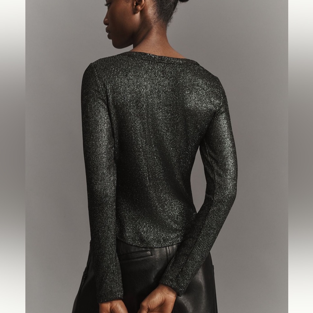 NWOT Anthropologie Pilcro Andie ribbed spotlight Henley top XS - Picture 2 of 5